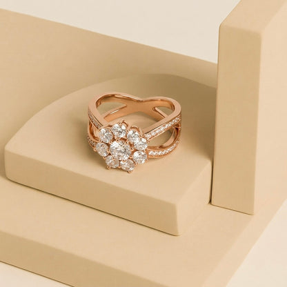 TS586 - Rose Gold 925 Sterling Silver Ring with AAA Grade CZ  in Clear