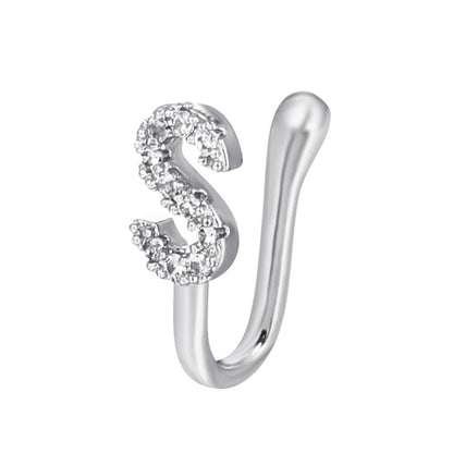 No Piercing Nose Pin Copper Inlaid Zircon Letter U Shape